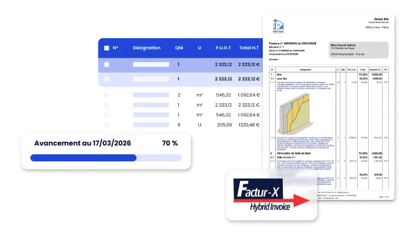 Logiciel BTP ProGBat pour factures et règlements.