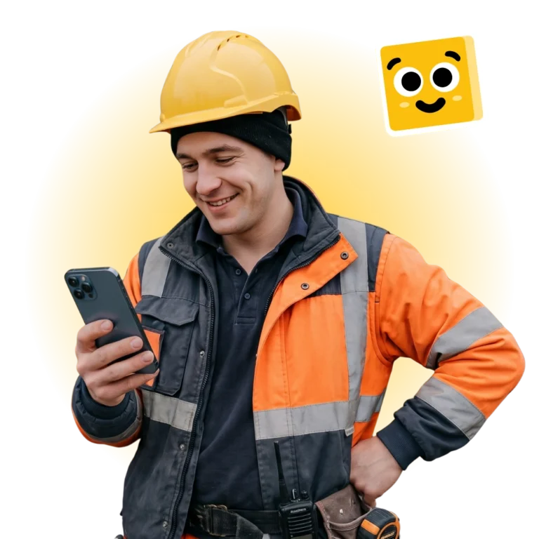 Artisan du bâtiment consultant EasyToday sur son smartphone